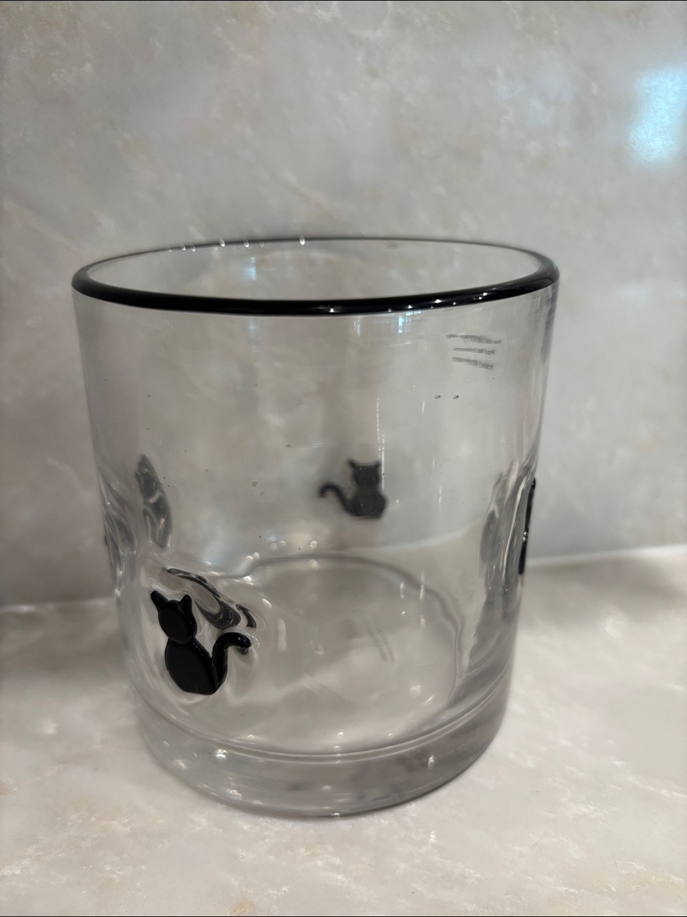 New viral Clear Glass Tumbler with Black rim and Cat Accents